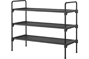 Kitsure Schuhregal für Schrank, stabile Schuhablage für den Eingangsbereich, platzsparendes kleines Schuhschrank Schmal und Schuhschrank, 70.0 cm Wide - 3 Tier, schwarz