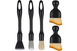 Firtink 5 PCS Car Detailing Brush Set, Car Interior Detailing Brushes Auto Ultra-Soft Detail Cleaning Brush Dust Removal Brushes Tool for Interior/Exterior Automotive Trim Wheel Rim Engine