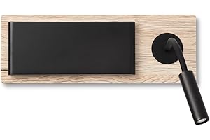 Faro Barcelona 20062 - MOOD RCT Applique noire et bois avec lecteur