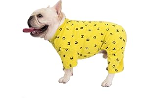 IUOU Pijamas de algodón para Perros, Mono Pug, Ropa de Bulldog francés, Ropa de Schnauzer, Atuendo para Mascotas, Pijama de Perro Bichón de caniche General, Pijama
