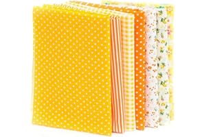RAYLINE-DO RayLineDo® 7pcs 50 * 50cm Different Pattern Patchwork Fabric Craft Printed Cotton Material Mixed Squares Bundle Quilting Scrapbooking Sewing Artcraft DIY Fabric Yellow Series