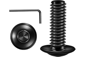 Valorada M6 Bolts, M6 x 16mm Flanged Button Head Screws Allen Socket Bolts Stainless Steel 304 Black Finish with Hex Spanner Pack of 20