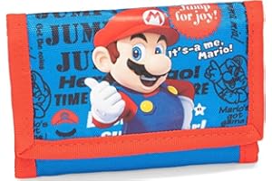 FRANCO COSIMO PANINI Super Mario - Cartera oficial de Super Mario con práctico cierre de cremallera y compartimentos interiores, idea de regalo para niños y jóvenes, azul y rojo, Cartera Azul Y Rojo, Talla única, Casual