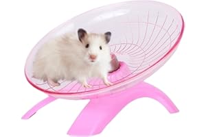 NIHTIAN Hamster Flying Saucer Silent Running Wheel, 12 Inch, Suitable for Guinea Pigs, Hamsters, Hedgehogs and Other Small Animals to Ensure Safe Exercise (Pink)