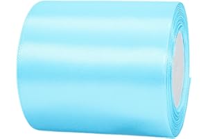 HONGCI Cinta Azul Cielo Ancha 100mm, 22m Cinta de Satén Cinta Regalo Cinta Tela,Cinta de Lazo,Cinta de Globos,Cinta para Envolver Regalos,Navidad,Coche,Manualidades,Boda Cumpleaños Fiesta Decoración Cinta