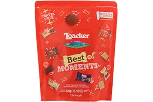 Loacker, Best of Moments, Snack per Calendario dell'Avvento, 33 Delizie Assortite in Formato Mini di Wafer e Cioccolato in 12 Gusti Diversi, Merenda e Snack, Travel Pack da 300g