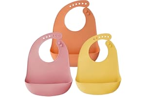 Airfish 3er-Set Silikon-Lätzchen für Babys und Kleinkinder, Weiche und Wasserfeste BPA-freie Lätzchen