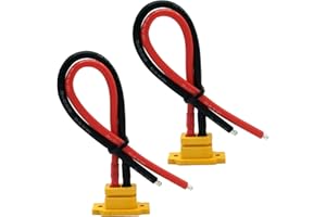 LINSYRC 2pcs XT60E-F Female Plug XT60 Panel Mount Female Connector with 20CM 12AWG Cable for RC Lipo Battery FPV Racing Quadcopter Drone (XT60E-F Cable)