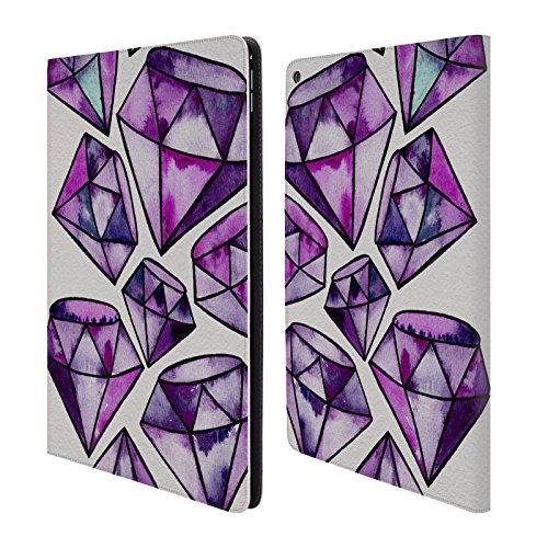 Preisvergleich Produktbild Offizielle Cat Coquillette Amethyst Tätowierungen Aquarell Edelsteine Brieftasche Handyhülle aus Leder für Apple iPad Pro 12.9
