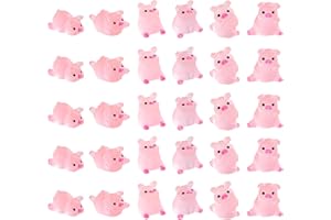 Wisesurf 30pcs Mini Resin Animals, Miniature Pig Figurines Luminous Animal Tiny Cute Decor Desk Craft Accessories Mini Landscapes for DIY Craft Terrariums Decor Garden Landscape