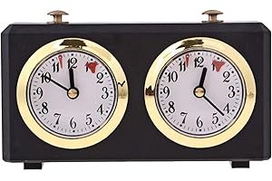 BEKASA Zegar szachowy, mechaniczny zegar szachowy, profesjonalny analogowy czasomierz do konkursów, zegar napędzany zegarem do turniejowej gry planszowej (czarny)