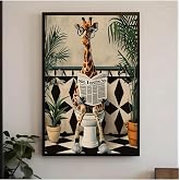 512 STORE Estetik Z&uuml;refa Banyo Dekor Poster Animal &Ccedil;er&ccedil;evesiz Poster 30 X 42 Bej, 5r32rf2f32