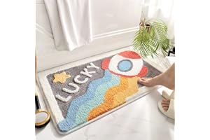 Huilimei Rainbow Stars Rug Bathroom Bathtub Washroom Sink Absorbent Non-Slip Foot Mat Bedroom Floor Mat
