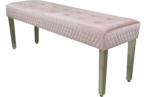 ASR INTERIORS Majestic Plush Velvet Upholstered 3 Seater Bench | Luxury Tufted Velvet Bench Seat for Living Room, Bedroom & Office (Pink)