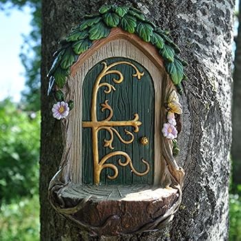 Décoration Tronc D'arbre Relaxdays - Maison De Lutins Avec Porte Et Fenêtres - Résine Résistante - Jardin Féerique - 3 Pièces