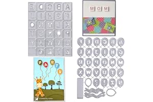 VINFUTUR 2 Sets Alphabet Letter Dies Block & Balloon Pattern 26 Letters Cutting Dies for Card Making Metal Embossing Stencil Template for DIY Scrapbooking Paper Card Craft