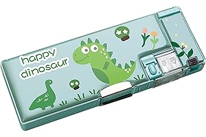 HZTYYIER Piórnik Cute Cartoon Plastikowy Piórnik Wielofunkcyjny Dwustronny Obsadka do Pióra o Dużej Pojemności Przybory Szkolne dla Dzieci (Dinozaur)