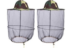 HunterBee 2 Pc Bee Keeping Veil Hat Beekeeper Bee Keepers Hats Gnats Insect Bug Mosquito Cap with Net Netting Mesh for Men Women Kids Children