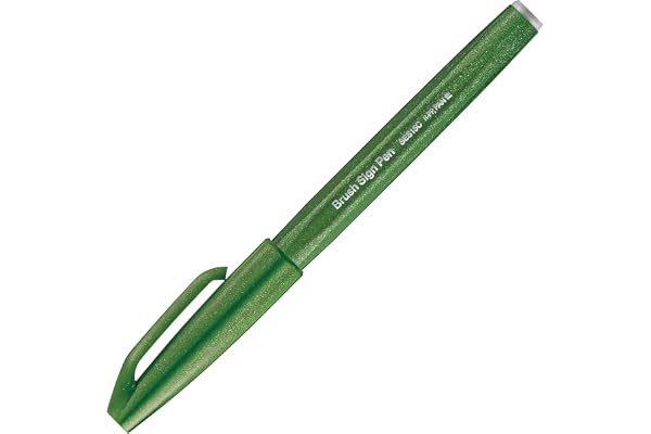 Pentel Arts Brush Sign Pen SES15C-D2X, Feutre pinceau, Vert olive