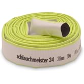 &Oslash; 1 1/2 inch - 38 mm, 10 m flat hose | construction hose | industrial hose | synthetic rubber, white with green, 10 bar, -4&deg;F
