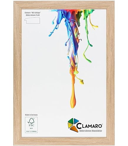 PrimeLuxe Fotolijst op maat, smal 25 x 33 cm, in licht-koningsblauw hoogglans, grootte naar keuze, met ontspiegeld acrylglas, lijst voor poster, puzzel, fotocollage