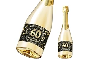 ‎FRIENDLY FOX Friendly Fox Flaschenetikett zum 60. Geburtstag, 2x selbstklebende Flaschen Aufkleber zum Geburtstag, Happy Birthday Etikett mit Goldfolie veredelt