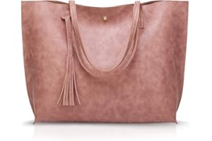 NICOLE&DORIS Damen Tote Tasche Handtasche Schultertasche aus PU-Leder Umhängetaschen Mode große Handtasche Rosa