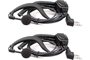 Retevis Auricular Walkie Talkie con Micrófono Kenwood Auriculares Tipo C de 2 Pines Compatible con Radio de 2 Vías RT24 RT622 RT27 RT618 RT619 BaoFeng BF-888S Kenwood Proster (2 Pieza)