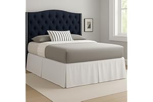 Laam linen Easy Care Plain Dyed Polycotton Pleated Base Valance Sheet Hotel Quality Bedding Sets (White, King)