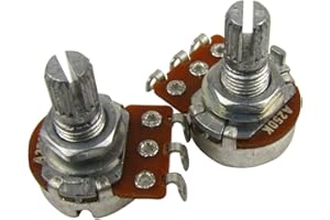 IKN A250K Mini Potentiometer Audio Taper Pots with Bayonet L15mm Short Split Shaft for Electric Bass Guitar Control Tone Volume Parts, Pack of 2PCS