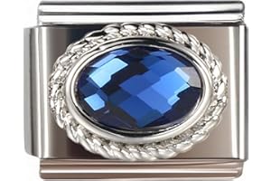 NOOFNO Birthstone Italian Bracelet Charms for Women, 9mm,Zircon, Birthday Gift