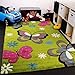 Kids Carpet With Butterfly Design Childrens Room Rug Green Cream Red Pink, Size:120x170 cm