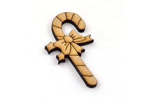 LASER CRAFTS Lasercut MDF Wooden Candycanes in Various Sizes for Crafting, embellishing, Christmas (75mm x 10)
