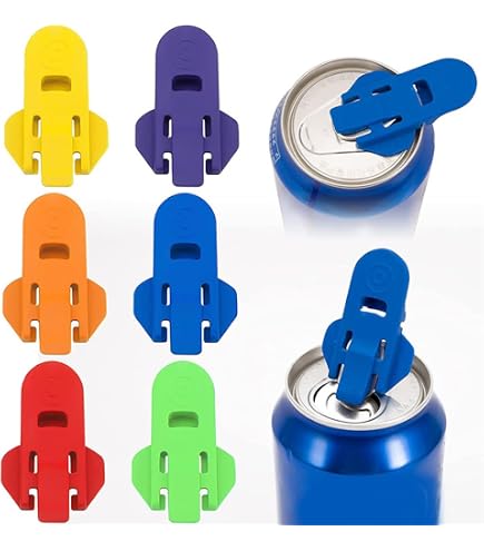 Ouvre-boîte Manuel Facile Et Couvercle Anti-poussière Pour Canettes - Lot De 6 Pièces Colorées