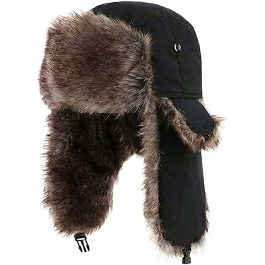 Insun Uniseks pilotenmuts met kunstleer, warme trappermuts, bomberhoed, bontmuts voor volwassenen, wintermuts voor heren, bruin, M