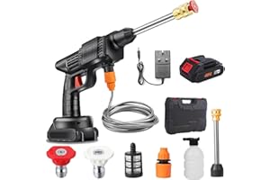 BUUMIN Cordless Pressure Washer, 12V Portable Pressure Spray Water Gun with Accessories Kit, Foam Generator Water Gun Spray Cleaner for Car/Floor/Garden Cleaning & Watering, with 1x Rechargeable battery
