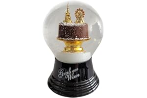 VIENNA SNOWGLOBE Schneekugel Echtglaskugel - Fast wie echter Schnee Motiv: Sachertorte, 8 cm