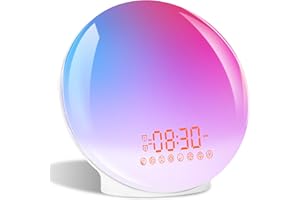 ‎ARTINABS Tageslichtwecker Lichtwecker Wake up Light Sonnenaufgang Sonnenuntergang Simulation Wecker Radio 7 Naturgeräusche 2 Alarmen Snooze 11 Farblicht 20 Helligkeit Nachttischlampe Erwachsene Kinder
