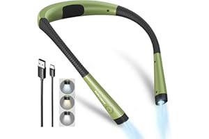 Glocusent Lampka LED na Szyję do Czytania w Łóżku, 3 Kolory, 6 Poziomów Jasności, Zginane Ramiona, Ładowalna, Trwała, Idealna do Robienia na Drutach, Biwakowania, Naprawy