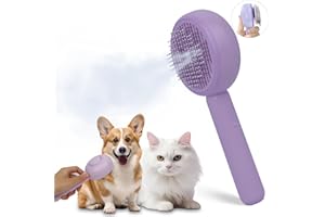Peticularz brosse pour chats avec vapeur, brosse vapeur Steamy Brush, Water Cat Spa Brush avec eau pour chats & chiens, vapeur Lollipop brosse de soin pour l'épilation (Violet)