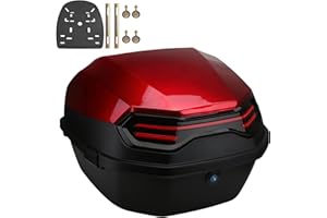 NUACOS Motorrad Kofferraum Universal Top Box wasserdichte Motorrad Heckbox mit RüCken für Roller Moped,H,11 * 15 * 15inch