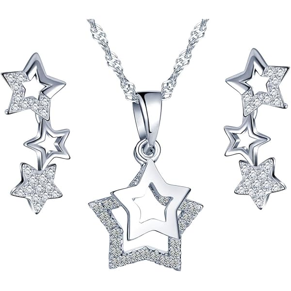 Yumilok Jewelry Collier D'étoile En Argent 925 Et Zircon Bijou élégant Et Jolie Chaîne Pour Femme Fille Cadeau De Noël