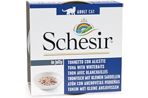Schesir - Thon avec Blanchailles en Gélatine, 85 GR, 1 Boîte de Nourriture pour Chats