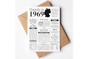 VP-DSGN Geburtstag - 1969 - Postkarte Zeitungsartikel Fakten zum Jahrgang - Deko Geschenkideen zum Geburtstag, Mann Frau - damals in 1969