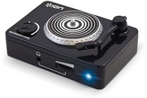 ION Audio Vinyl Forever - Convertisseur de Vinyle USB Compact pour Platines Vinyles et Lecteurs Cassette/CD avec Entrées RCA, Sortie pour Casque Audio et Bouton de Volume Indépendant