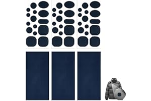 VILITI 48 Pcs Down Jacket Repair Patch Kit,2 Styles Jacket Repair Patch Nylon Repair Tape Self-Adhesive Round and Oval Shape Navy Fabric Repair Patch,for Coat Clothes Tent Sleeping Bag Ski Clothing (Navy)