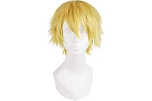 MapofBeauty 30cm/ 12 pulgada corto lacio hombre lacio Pelucas (lino amarillo)