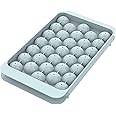 WIBIMEN Plastic Ice Cube Tray For Freezer With Lid, 1"X33 Round Ice Cube Mold, Small Circle Ice Cube Tray Making Sphere Ice Chilling Cocktail Tea Coffee (One Ice Tray, Blue)