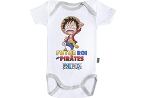 Baby Geek Futur Roi des Pirates - Luffy - One Piece - Body Bébé Manches Courtes - Licence Officielle