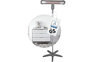 Babyruf BR 80 Wickeltisch Heizstrahler | 2 Heizstufen 400/800 Watt | Wandmontage oder Standgerät | Baby Heizstrahler mit Sicherheitsgeflecht | Wärmestrahler | Schwenkbar & Höhenverstellbar | grau